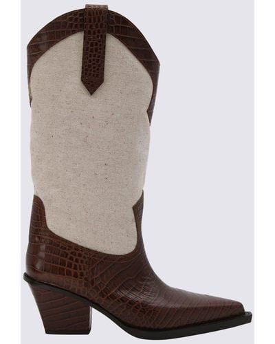 Paris Texas White And Brown Leather Rosario Boots