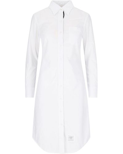 Thom Browne Midi Shirt Dress - White