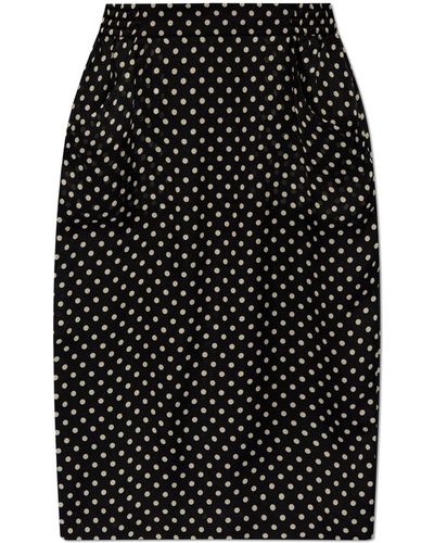 Saint Laurent Dotted Print Skirt - Black