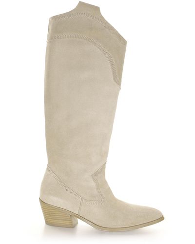Pedro Garcia Arcadia Texan Style Boot In Suede - White