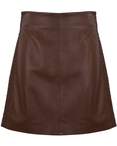 Weekend by Maxmara Ocra Nappa Leather Skirt - Brown