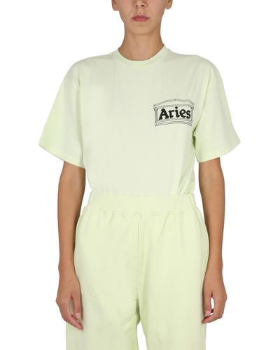 Aries Logo Print T-Shirt - White