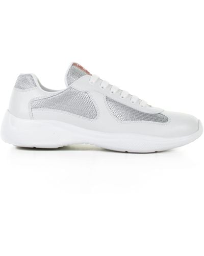 Prada America's Cup Patent Leather & Technical Fabric Sneakers - White