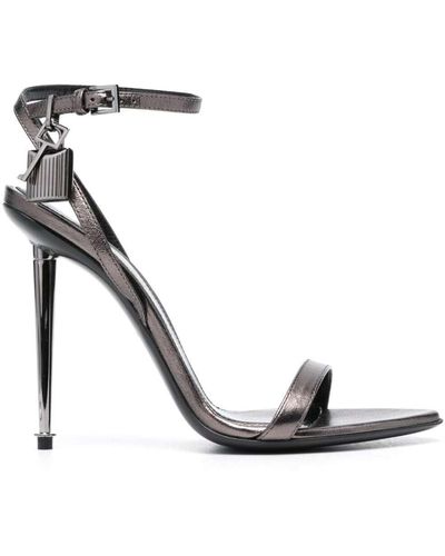 Tom Ford Padlock 120mm Leather Sandals - Gray