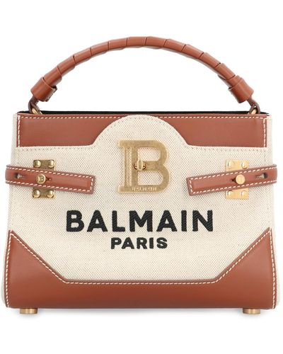 Balmain B-Buzz 22 Canvas Handbag - Brown