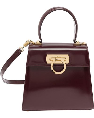 Ferragamo Handbag With Gancini Detail - Purple