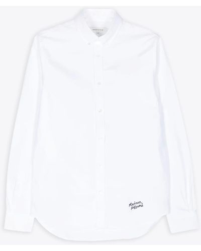 Maison Kitsuné Handwritting Casual Bd Shirt Cotton Long Sleeves Shirt With Logo Embroidery - White
