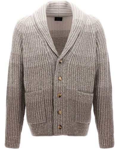 Brioni Degradè Cardigan Sweater - Gray