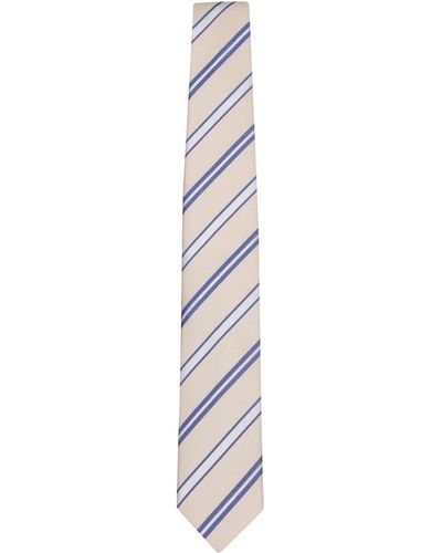 Lardini Cream/ Regimental Tie - White