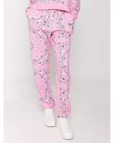 Mc2 Saint Barth Cotton Bandanna sweatpants With Saint Barth Embroidery - Pink