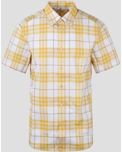 Burberry Check-pattern Short-sleeve Cotton Shirt - Metallic