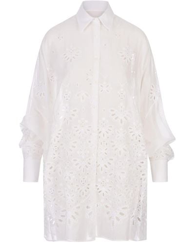 Ermanno Scervino Over Shirt With Sangallo Lace - White