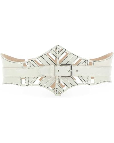 Alexander McQueen Ivory Leather Cut Out Belt Alexa - White
