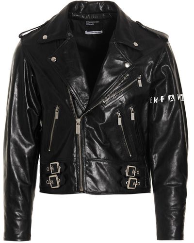 Enfants Riches Deprimes Goth Couple Leather Biker Jacket - Black
