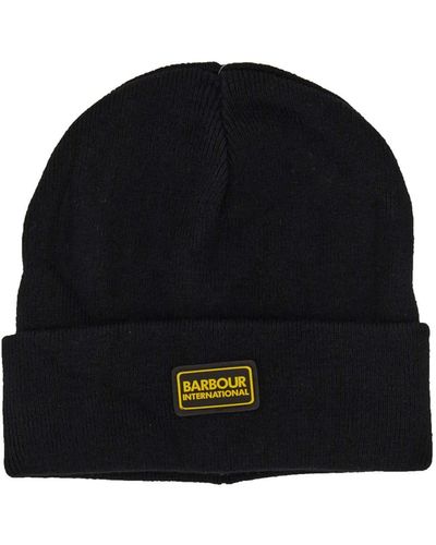Barbour Logo Patch Ribbed Beanie - Black