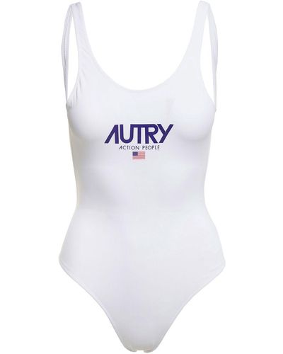 Autry Swimsuit With Logo In Polyamide - White