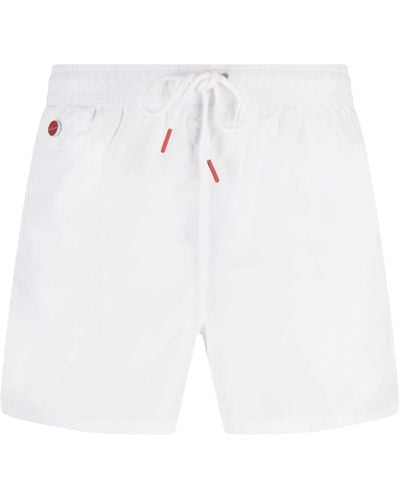 Kiton Logo-embroidered Drawstring Swim Shorts - White