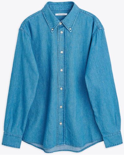 sunflower #1189 Mid Chambray Denim Shirt With Long Sleeves - Blue