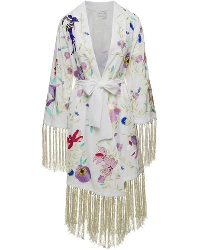 Forte Forte Heaven Embroidery Viscose Crepe Kimono - White