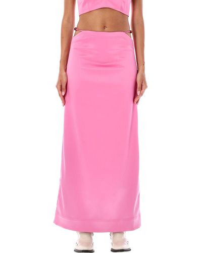 Ganni Bead-detailing Satin Maxi Skirt - Pink