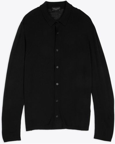 Roberto Collina Camicia Ml Cotton Knit Shirt With Long Sleeves - Black