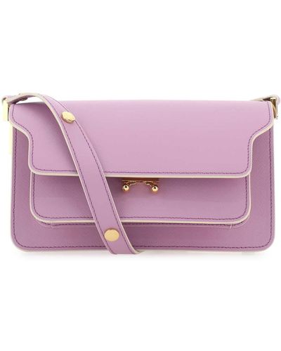 Marni Lilac Leather Mini Trunk Soft Shoulder Bag - Purple