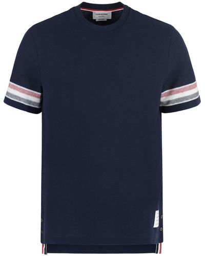 Thom Browne Cotton Knit T-shirt - Blue