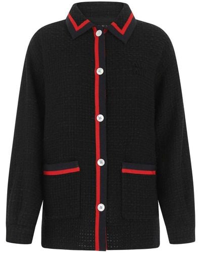 Miu Miu Striped-trim Tweed Jacket - Black