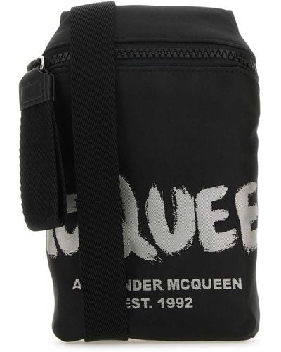 Alexander McQueen Fabric Mcqueen Graffiti Crossbody Bag - Black