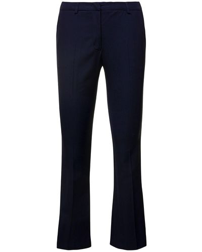 PT Torino Blue Cropped Flared Jaine Trousers In Viscose