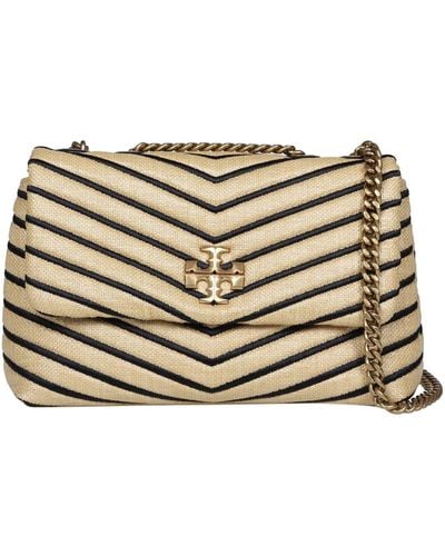 Tory Burch Kira Small Chevron In Raffia And Leather - Natural