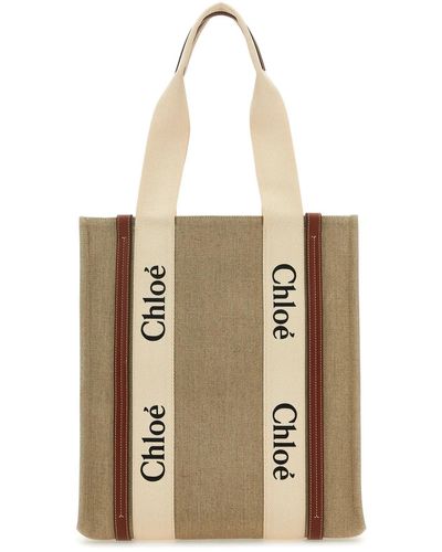 Chloé Fabric Woody Shopping Bag - Natural