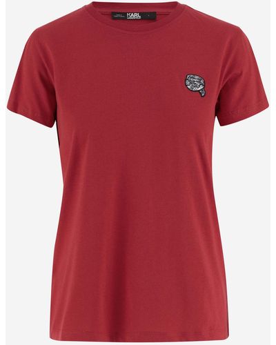 Karl Lagerfeld Cotton T-Shirt With Logo - Red