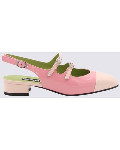 CAREL PARIS And Nude Leather Abricot Flats - Pink