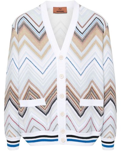 Missoni Zigzag-woven Knitted Cardigan - White