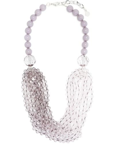 Emporio Armani Multi-chain Beaded Necklace - White
