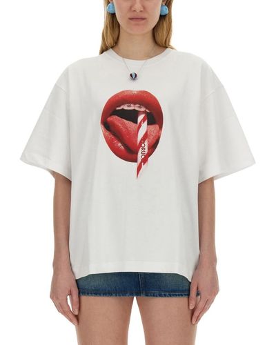 Fiorucci T-Shirt With Mouth Print - White