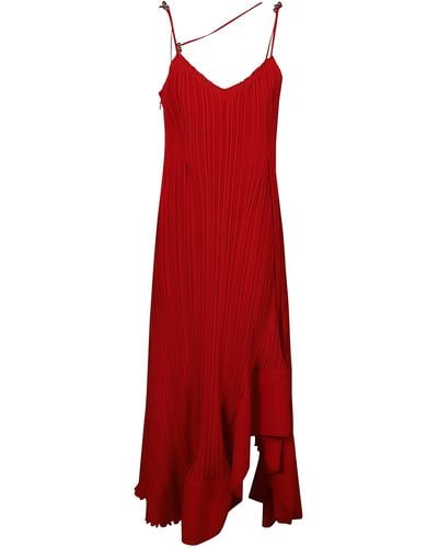 Lanvin Pleated Sleeveless Dress - Red