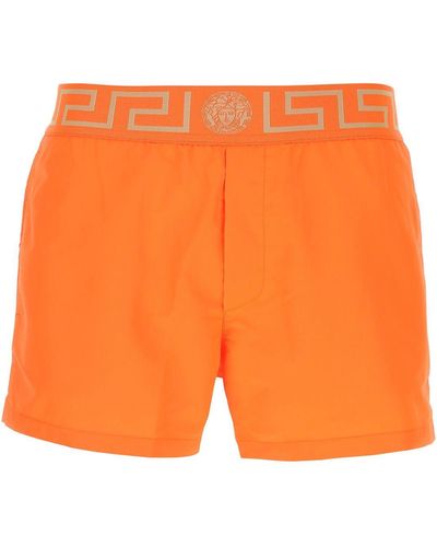 Versace Polyester Swimming Shorts - Orange