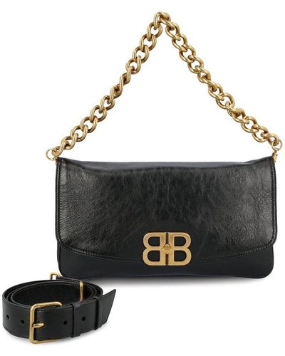 Balenciaga Bb Soft Medium Flap Shoulder Bag - Black