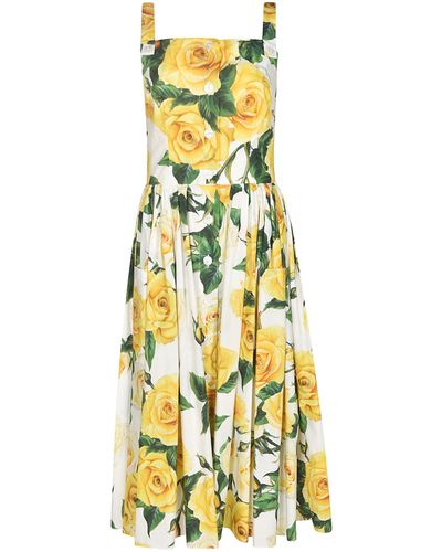 Dolce & Gabbana Floral Sleeveless Dress - Yellow