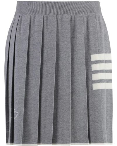 Thom Browne Pleated Mini Skirt - Gray