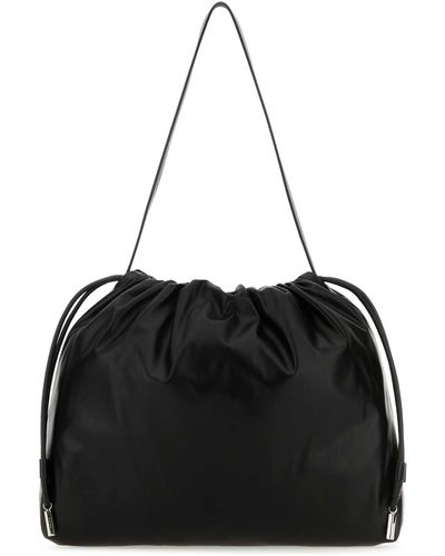 The Row Leather Angy Shoulder Bag - Black
