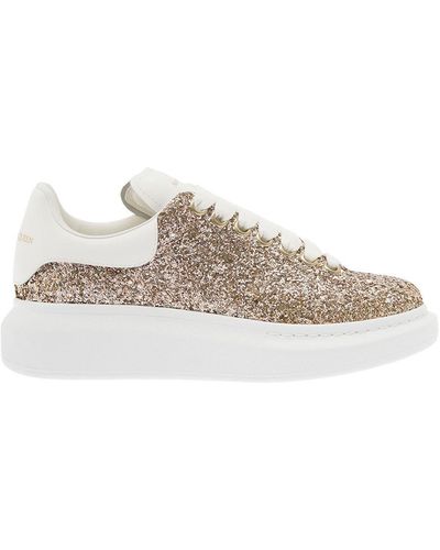 Alexander McQueen Tone 'Larry' Sneakers With Glitter Detailing In - White