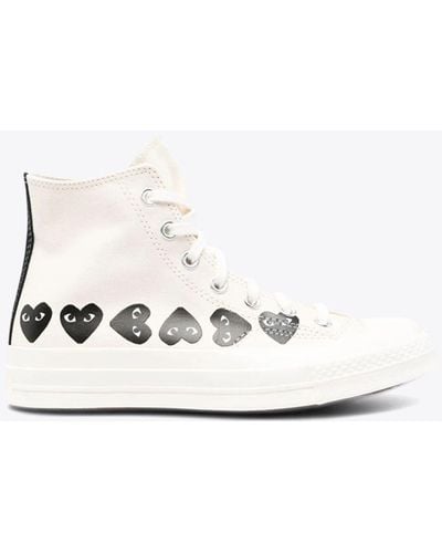 COMME DES GARÇONS PLAY Multi Heart Ct70 Low Top Converse Collaboration Chuck Taylor 70S Off Canvas High Sneaker - White