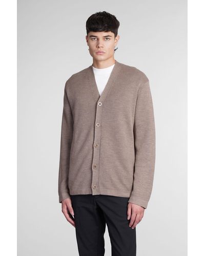 Theory Cardigan In Beige Linen - Natural