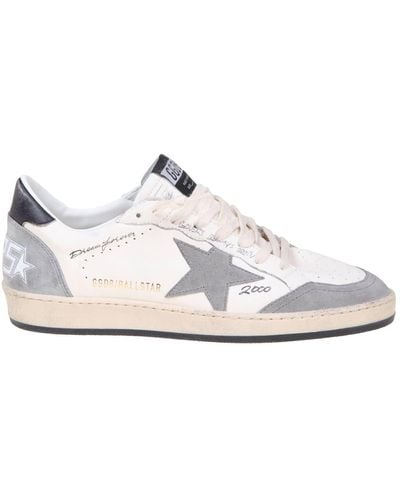 Golden Goose Ballstar Sneakers In White And Gray Leather And Suede