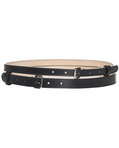Alexander McQueen Leather Double Wrap Belt - White