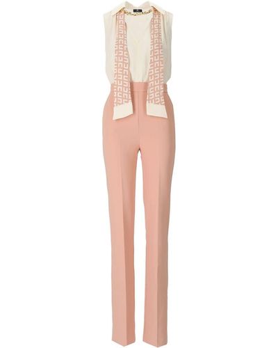 Elisabetta Franchi Butter Pink Sleeveless Jumpsuit - White