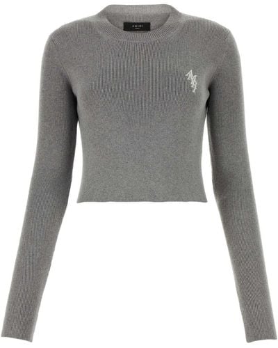 Amiri Cotton And Cashmere Sweater - Gray